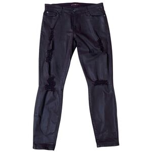 7 For All Mankind Women's Distressed Plum‎ Coated Denim Jeans
